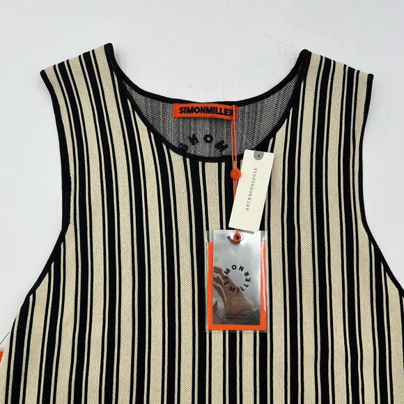 Anthropologie Simon Miller Axon Sleeveless Knit Dress Black Ivory - Picture 3 of 9